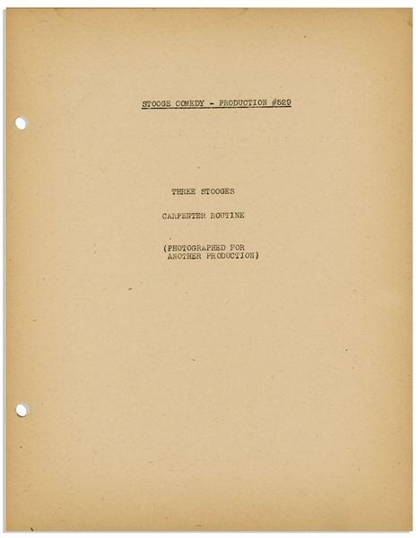 Moe Howard's Personally Owned Script for the 1943 Three Stooges Film ''Dizzy Detectives'', with Working Title ''Idiots De Luxe''
